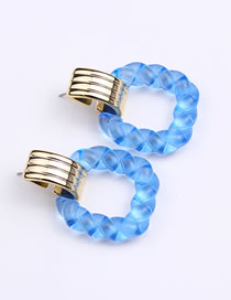 Fashion Navy Blue Acrylic Twist Square Stud Earrings
