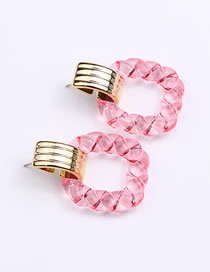 Fashion Pink Acrylic Twist Square Stud Earrings