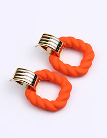 Fashion Orange Acrylic Painted Square Cutout Stud Earrings