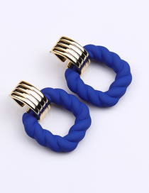 Fashion Blue Acrylic Painted Square Cutout Stud Earrings