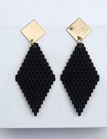 Fashion Black Acrylic Rhombus Mesh Earrings
