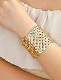 Fashion Gold Metal Geometric Polka Dot Cutout Bracelet