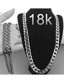 Fashion Silver 18inch Metal Geometric Chain Necklace