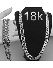 Fashion Silver 30inch Metal Geometric Chain Necklace