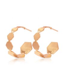 Fashion Gold Hexagon Panel Hoop Earrings
