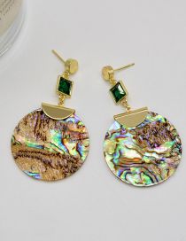 Fashion Gold Alloy Diamond Shell Round Earrings