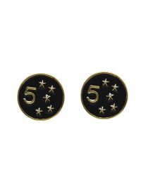 Fashion Gold Alloy Round Number Star Stud Earrings