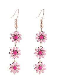 Fashion Pink Earrings Alloy Drip Oil Flower Earrings