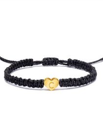 Fashion C Alloy Wire Braided Heart 26 Letter Bracelet
