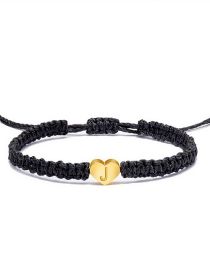 Fashion J Alloy Wire Braided Heart 26 Letter Bracelet