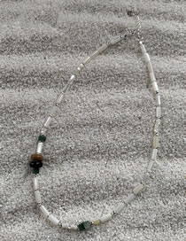 Fashion Silver Geometric Bamboo Beaded Necklace