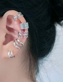 Fashion Silver Alloy Geometric Leaf Ear Clip Set