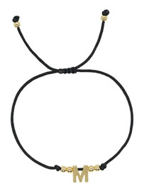 Fashion M Gold Bead Beaded 26 Alphabet Bracelet