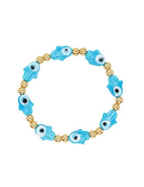 Fashion Blue Copper Bead Eye Palm Bracelet