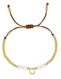 Fashion C Copper Bead Gold Bead Beaded 26 Alphabet Bracelet