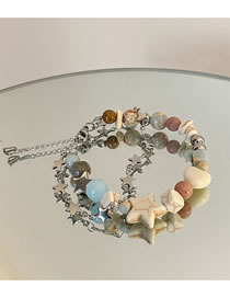 Fashion Bracelet - Color Double Layer Alloy Geometric Beaded Pentagram Bracelet