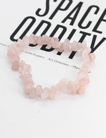 Fashion Pale Pink Crushed Stone Geometric Stone Beaded Bracelet