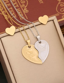 Fashion 10# Titanium Puzzle Heart Necklace