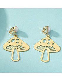 Fashion Gold Alloy Mirror Mushroom Clip Earrings