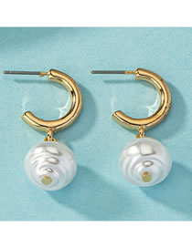 Fashion 3# Alloy Irregular Pearl Hoop Earrings