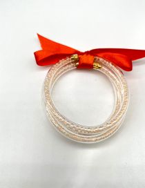 Fashion Orange Silicone rice beads three-layer bowknot children's bracelet