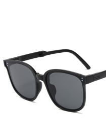 Fashion Black Frame Gray Film Pc Large Frame Sunglasses