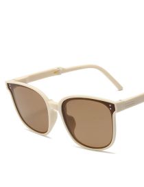 Fashion Rice White Tea Pc Large Frame Sunglasses