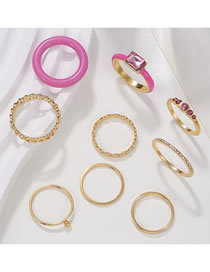 Fashion Gold Metal Square Diamond Geometric Ring Set