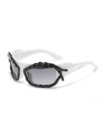 Fashion White Frame Black Double Gray Pc Irregular Sunglasses