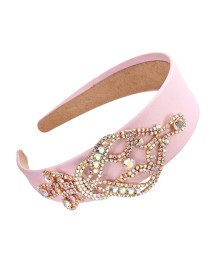 Fashion Light Pink Fabric Alloy Diamond Geometric Headband