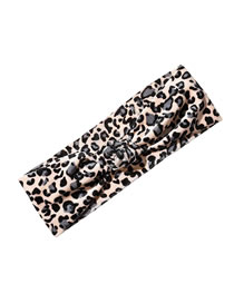 Fashion 6 Gray Fabric Leopard-print Crossover Elastic Headband