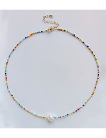 Fashion 2# Multicolored Rice Bead Beaded Pearl Necklace