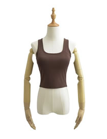 Fashion Coffee Color Polyester Sleeveless Knit Camisole Vest