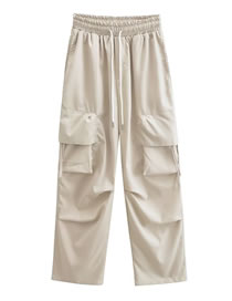 Fashion M Beige Straight-leg Cargo Trousers With Large Pockets