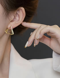 Fashion Silver Needle Triangle Triangular Layered Stud Earrings