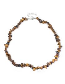 Fashion Yellow Tiger Eye Gravel Necklace Gravel Beaded Necklace