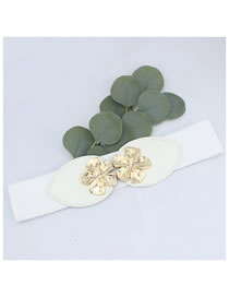 Fashion White Flower Buckle Elasticized Elasticized Waist Belt