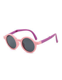 Fashion Pink Frame Purple Legs Pc Round Sunglasses