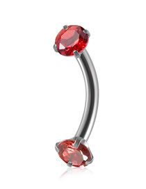 Fashion Red Stainless Steel Inlaid Round Zirconium Piercing Curved Rod Eyebrow Nail