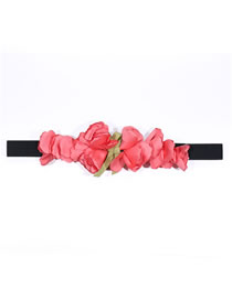 Fashion Red Polyester Flower Corset Stretch Elastic Waistband