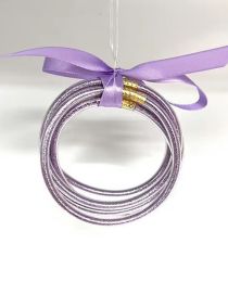 Fashion Light Purple Plastic Gold Powder Silicone Round Bracelet Set