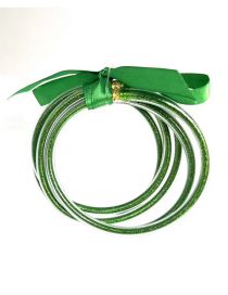 Fashion Green Plastic Gold Powder Silicone Round Bracelet Set