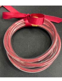 Fashion Deep Red Plastic Gold Powder Silicone Round Bracelet Set