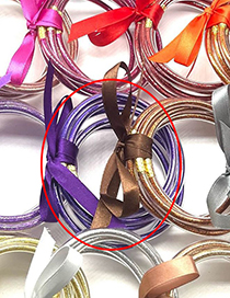 Fashion Deep Purple Plastic Gold Powder Silicone Round Bracelet Set