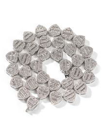 Fashion Silver White Zirconium 20inch Copper Inlaid Zirconia Heart Necklace