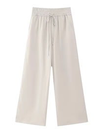 Fashion Off White Woven Lace-up Straight-leg Trousers