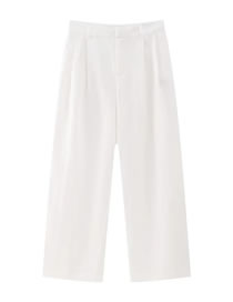 Fashion White Linen Straight-leg Trousers