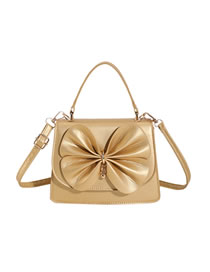 Fashion Gold Pu Bowknot Flap Crossbody Bag