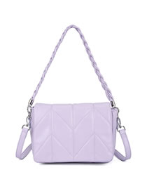 Fashion Purple Pu Embroidery Large Capacity Messenger Bag