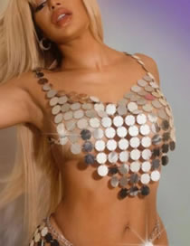 Fashion Silver Top Sequin Camisole Top